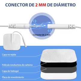 60PCS Almohadillas de Electrodos de Fisioterapia, Almohadillas de Electrodos TENS/EMS de 5 x 5 cm, Almohadillas de Electrodos de Estimulador Muscular de Reutilizables