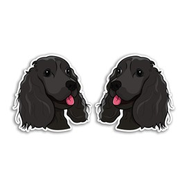 2 x 10cm Cocker Spaniel Dog Vinyl Stickers - Black Adorable Dogs Puppy Animal Pets Cartoon Travel Luggage Laptop Scrapbook Sticker #81027