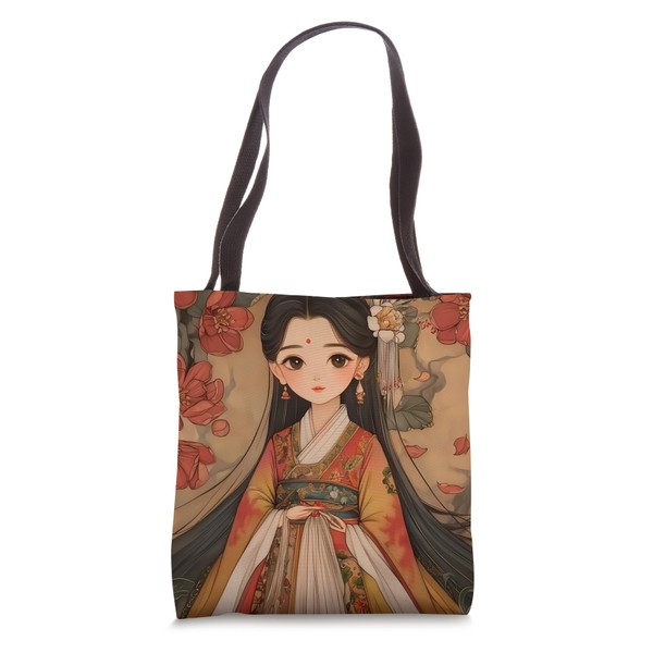 Cute Girl In Korean Hanbok Tote Bag