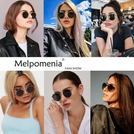 Melpomenia Round Sunglasses for Women Men - Retro Polarized Circle Sun Glasses - Classic Vintage Shades UV400(Gold/Black)