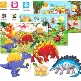 Wooden Jigsaw puzzles for kids 3-6 Year Old 30 Piece Colorful Wooden Puzzles for Toddler Children Learning Educational Puzzles Toys for Boys and Girls Set for Kids 3 4 5 6 Year Old (6 Puzzles)…