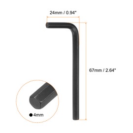 sourcing map 5pcs Hex Key Wrench 4mm L-Shape Hexagon Metric Wrenches Chrome Vanadium Steel Repairing Tool for Home Repair, Black