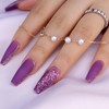 24PCS Women's Bling Press On Nails Coffin - Matte Purple