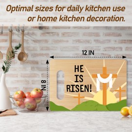 He Is Risen Cutting Board, Religious Easter Wooden Charcuterie Board, Easter Gifts For Women Family Friends Neighbors, Spring Easter Bamboo Chopping Board, Kitchen Home Farmhouse Easter Decor -05