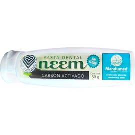 3-Pack Pasta Dental Sin Flúor de Neem con Carbón Activado, 80 G. Pasta de dientes libre de flúor con Neem ideal para viajar. Mandumed Granja Ecológica