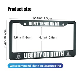 HOSNYE Don't Tread on Me Liberty Or Death License Plate Frame Metal License Plate Cover Front Plates Frames Car Tag Frame for Women Men US Vehicles Standard