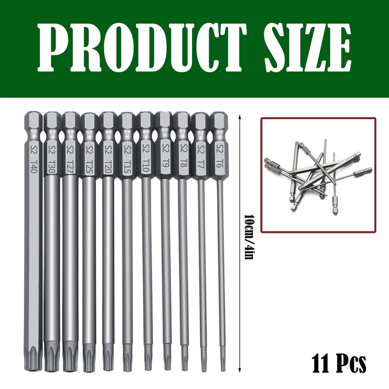11Pcs 100mm Star Screwdriver Set Security Bit Set Security Screwdriver