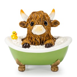 zimiliz Highland Cow Figurine for Home Bathroom Office Decor, Highland Cows Statue Gifts for Women, Resin Figures Home Desk Decor Accents (Shower)