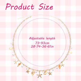 Seashell Belt, Gold Exquisite Waist Chain Pearl Waist Jewelry for Women with 1 Box for Summer Beach Swimming Pool Seaside