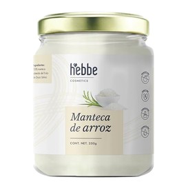 HEBBE Manteca De Arroz 250 g | Emoliente Hidratante Natural | Suaviza Piel y Rostro | Elasticidad y Tonificación | Calmante Post Sol