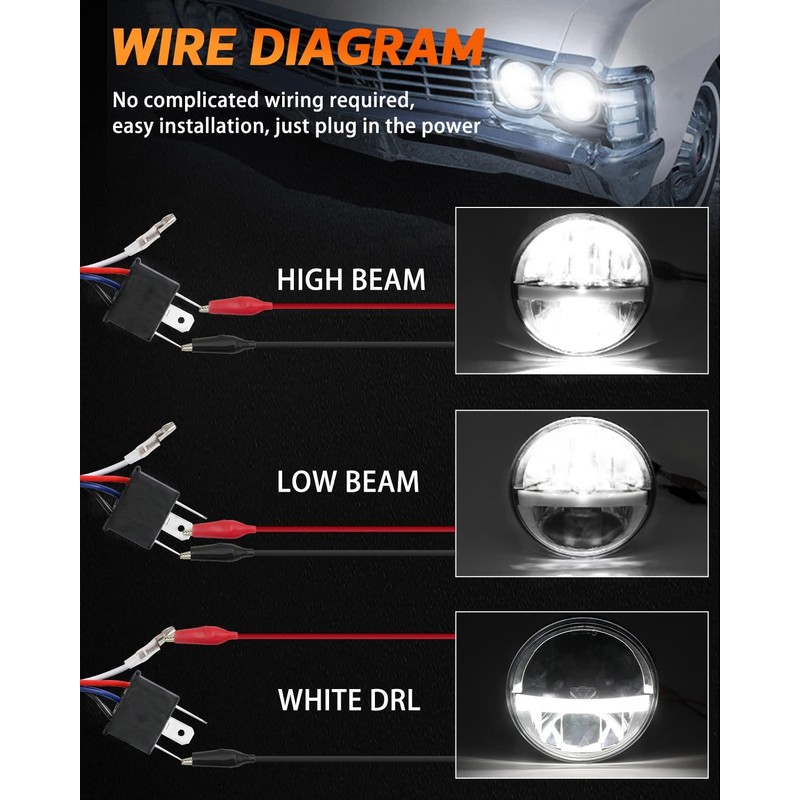 UNI-SHINE DOT Approved 5 3/4 5.75’’ Inch LED Headlights 4PCS