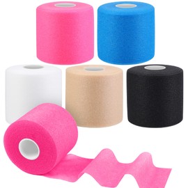 Aodaer 5 Pieces Foam Underwrap Bandage Athletic Foam Tape Pre Wrap Tape Cover Wrap Athletic Adhesive Elastic Sport Tape for Ankles Wrists Hands and Knees (2.75 Inch x 30 Yards, 5 Colors)
