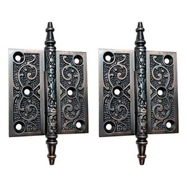 Adonai Hardware Brass Decorative Hinge (Supplied as 2 Pieces per Pack, with Matching Screws) (3" x 3", Oil Rubbed Bronze)