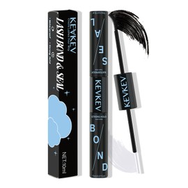 KevKev Lash Bond and Seal Lash Glue for Eyelash Extensions Lash Clusters Strong Hold Long Lasting 48-72 Hours Glue Individual Lash Glue Lash Bond and Seal Waterproof (5ml+5ml, Black Bond and Seal)