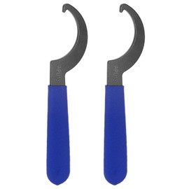 sourcing map 2 Pcs C Hook Spanner Wrench APU13 Nut Shock Wrench Steel Chuck Nut with Blue Non-Slip Handle for Lathe Clamping