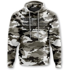 Tactical Pro Supply Men’s Hoodies, Patriotic Flag Decorated in the USA (Snow Camo, X-Large)