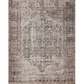 Loloi Amber Lewis Georgie Collection GER-08 Lagoon/Beige 7'-6" x 9'-6", .19" Pile Height, Area Rug
