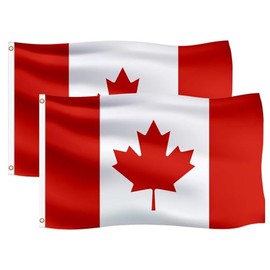 2 Pack Premium Canada Flag 3x5 Ft Outdoor Indoor- Vivid Color and Fade Proof,Double Stitched Printed Maple Leaf Polyester Canadian Canada Day Decoration Gift Yard House Small Banner