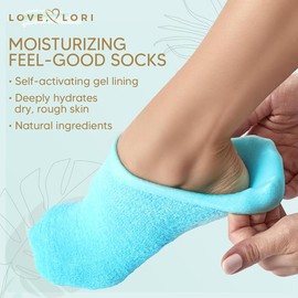 Rose Moisturizing Socks - Premium Gel Silicone Foot Spa Socks Up to Size 8.5 with Vitamin E & JoJoba Oil for Comfort and Self Care - Cream - Colour: Turquoise, Size: S/M