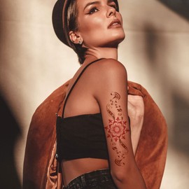 Aresvns Brown Henna Tattoo Temporary, Waterproof Brown Boho Henna Temporary Tattoo Stickers for Women