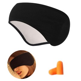 MUYAPAY Cotton Sleeping Mask, Sleep Mask Comes with Ear Plugs, Adjustable Sleeping Mask, Side Sleepers, Earmuffs, Eye Mask for Sleeping for Travel, Yoga (Black)