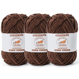 Paquete de 3 hilos de terciopelo esponjosos para ganchillo, hilo grueso de chenilla para bebé, hilo de ganchillo suave y mullido para tejer, (50 g/1.77 oz cada uno), hilo de ganchillo grueso