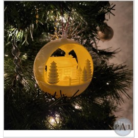 Fusion Layer 3D Light Up Winter Cabin Ornament – 3D Printed Holiday Decoration (Includes LED Tea