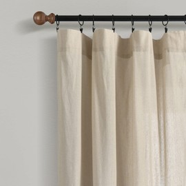 Lush Decor Linen Button Botanical Garden Window Curtain (Single) 84" L x 40" W, Neutral and Green