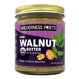 Wilderness Poets, Walnut Butter with Cashews - Organic & Raw (8 Ounce - Half Pound) - Glass Jar
