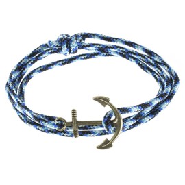 West Coast Paracord Men's Adjustable Nautical Anchor and Fish Hook Wrap Cuff Bracelets - Made of Nylon Rope (Lightening, Bronze Anchor)