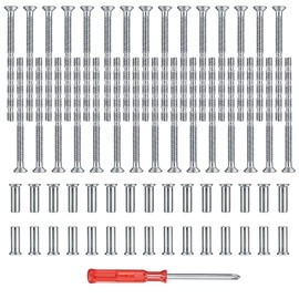 30 Pcs M4 Door Handle Screws with Connecting Bolts Sleeves, Nickel Plated Adjustable Length Fixing Male to Female Sleeves Screws Bolts Nuts for Door Handle Cabinet Drawers