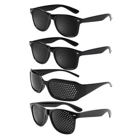 EHDWXVZM Pack of 4 Perforated Glasses, Glasses with Small Hole, Porous Glasses, Perforated Glasses, Eye Training Glasses, Creative Glasses, Unisex (Black), black