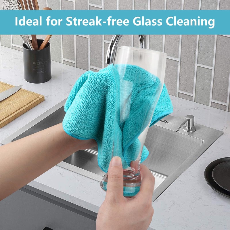 AIDEA Microfibre Cleaning Cloths 8 Pack,Reusable Kitchen Cleaning Towels Dish