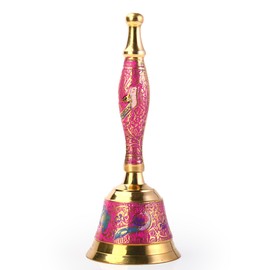 Brass Color Ghanti Traditional Indian Pooja Ghanti Colorful Bell Accessory Item Article for Home Mandir Temple Festival Pooja Purpose Religious Occasions and Gifting (Ghanti Design-2)