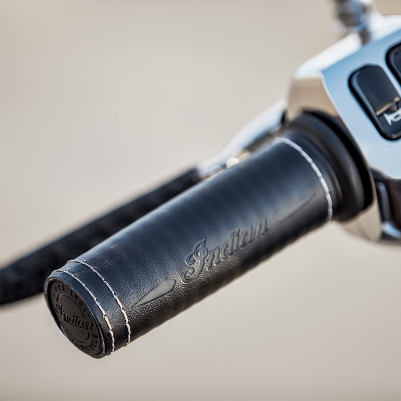 Indian Motorcycle Handlebar Grip Wraps, Pair, Genuine Leather, Black, for