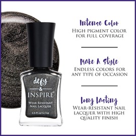 defy & Inspire Esmalte de uñas resistente al desgaste, luces viernes por la noche, secado rápido, brillante, esmalte de laca de larga duración, grueso, diseño de cepillo para una manicura y pedicura profesional, en casa, 0.5 onzas
