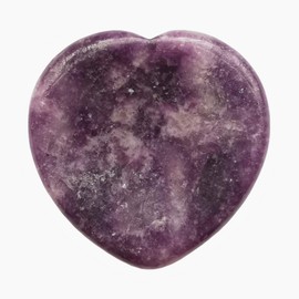Bacatgem Purple Lepidolite Heart Chakra Thumb Worry Stone,Hand Carved Healing Crystal Shaped Stone for Anxiety Stress Relief Meditation