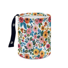 Panskyllis Daisy Rose Car Trash Can Foldable Rubbish Bin Basket Bag Hanging Cup Holder Organizer with Strap Mini Car Interior Accessories for Fit Most Cars, SUVs, Trucks