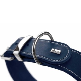 HUNTER AALBORG SPECIAL Dog Collar, Leather, Durable, Comfortable, 40 (S), Dark Blue