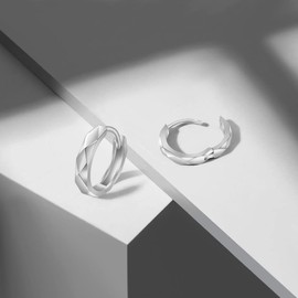 Immobird 925 Silver Hoop Earrings, Unisex Earrings, Men’s and Women’s Hoop Earrings, Diameter 15 mm, Small Sleeping Hoop Earrings, Sterling Silver, No Gemstone