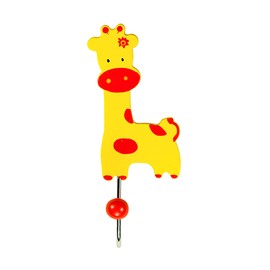 Mousehouse Gifts Yellow Giraffe Single Safari Jungle Animal Wooden Children's Kids Wall Hook Coat Hook for Girls Boys Nursery or Bedroom