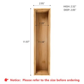 Drawer Organizer Bamboo Storage Box - Kitchen Bathroom Desk Wood Stackable Tray 12x3x2.5inch