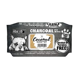 Absorb Plus Charcoal Pet Wipes 80 Sheets, Coconut