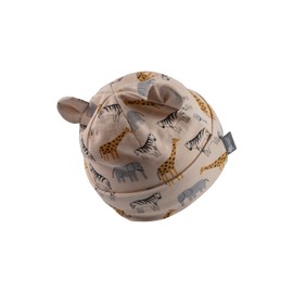 Sterntaler Safaritiere Beanie - Baby Hat with UV Protection 30, with Safari Animals - Lightweight Hat with Envelope and Ears for Babies - Beanie Protects the Head from the Sun, beige, 47