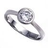 DoubleAccent Womens Sterling Silver Round CZ Bezel Solitaire Engagement Ring