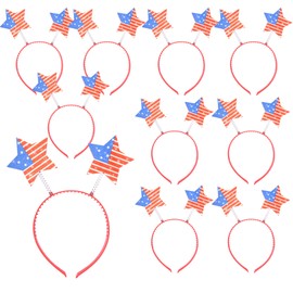 Needzo Patriotic Star Flag Bopper Headbands, Glitter 4th of July Hair Accessories, Party and Photo Booth Props, One Size Fits Most (Pack of 10)