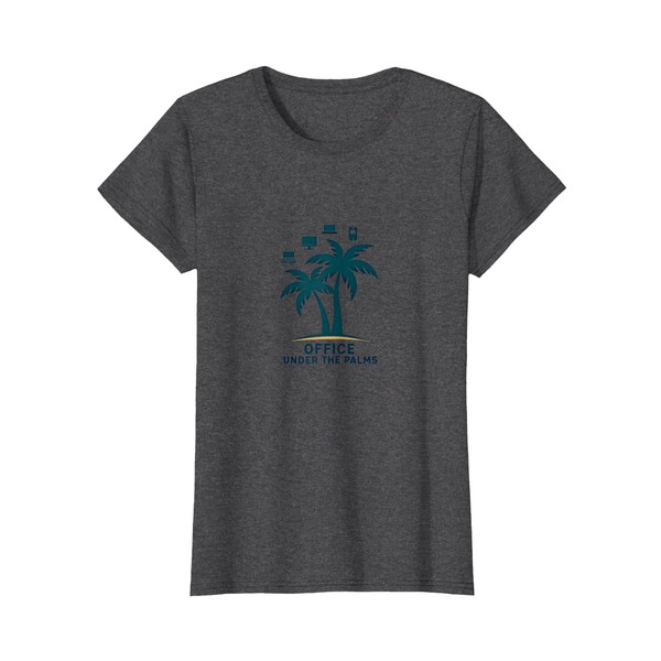 Office Under The Palms: Tropical Remote Work Logo T-Shirt, Women,