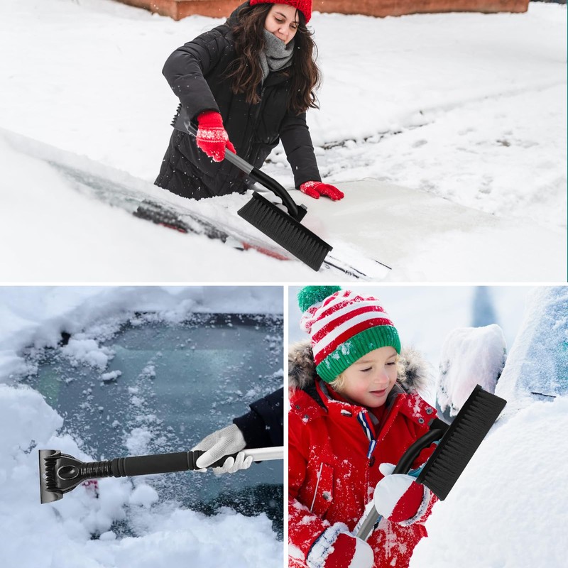 DTXYBC 3-in-1 Car Ice Scraper, Extendable Snow Removal Brush, Removable