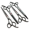 KINGSTAR 7.0in Titanium Black Professional Pet Grooming Scissors Set,Straight &