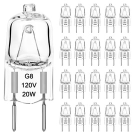 TAIYALOO G8 Halogen Light Bulbs 20W Dimmable 120V G8 Base 2Pin Xenon Bulb (20 Pack) T4 JCD Type Warm White Under Cabinet Puck Lighting Replacements